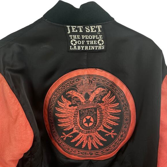 Jet Set The People Of Labyrinths Aztec Bomber Jacket Italy Made Black Red 4 - Picture 9 of 14